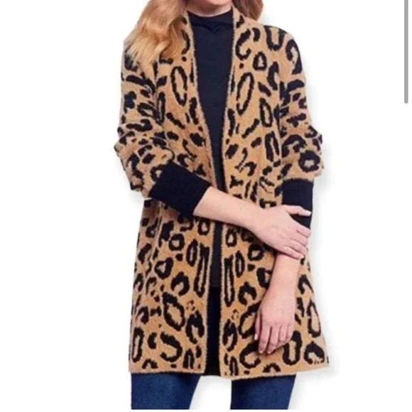 Westbound leopard long cardigan, fuzzy, soft - Picture 4 of 10